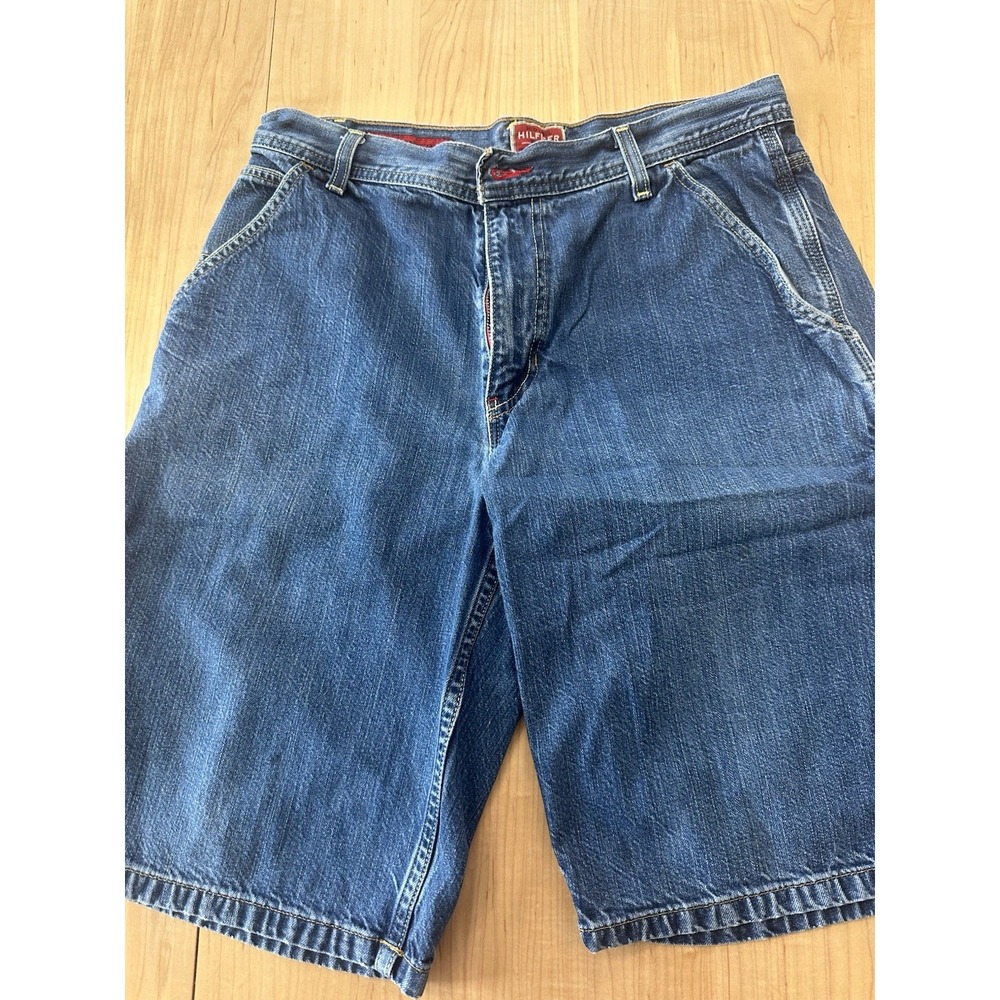 Vintage Tommy Jeans Shorts Mens 32 Blue Carpenter Denim Jorts Hilfiger Baggy